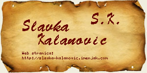 Slavka Kalanović vizit kartica